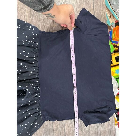 Kate Spade Broome Street Star Print Short Sleeve Peplum Top Blouse Blue 2XS - Picture 10 of 10